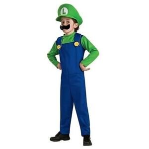 Super Mario Bros™ Luigi Halloween Costume Child Size with Mustache XL New